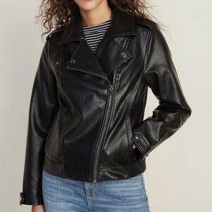 Old Navy Black Faux Leather Moto Jacket